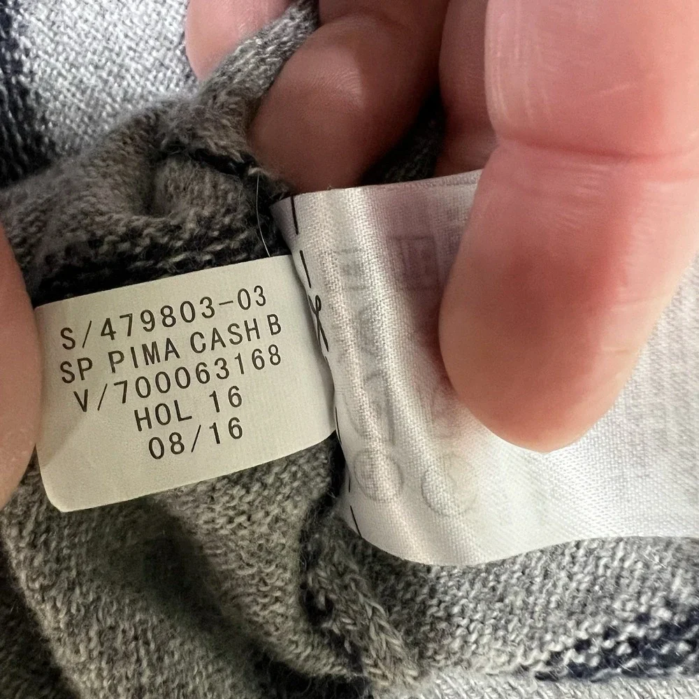 Banana Republic Pima Cotton Cashmere‎ Sweater Mens Large Gray Striped Preppy